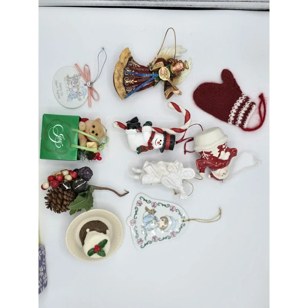 Christmas Ornaments Vtg Lot Angel Precious Moments Glove Snowman‎
